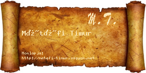 Mátéfi Timur névjegykártya